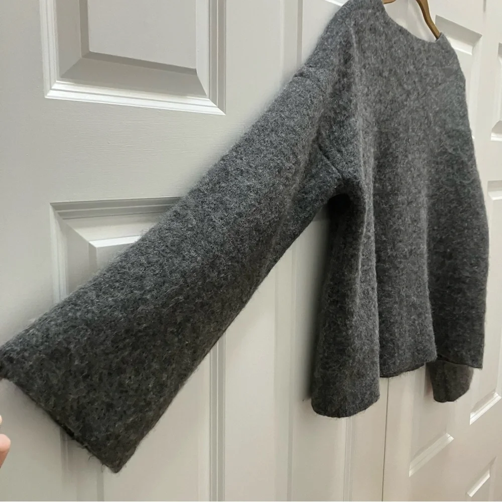 J Crew Collection Alpaca Wool Double Breasted Collarless Sweater Coat Cardigan